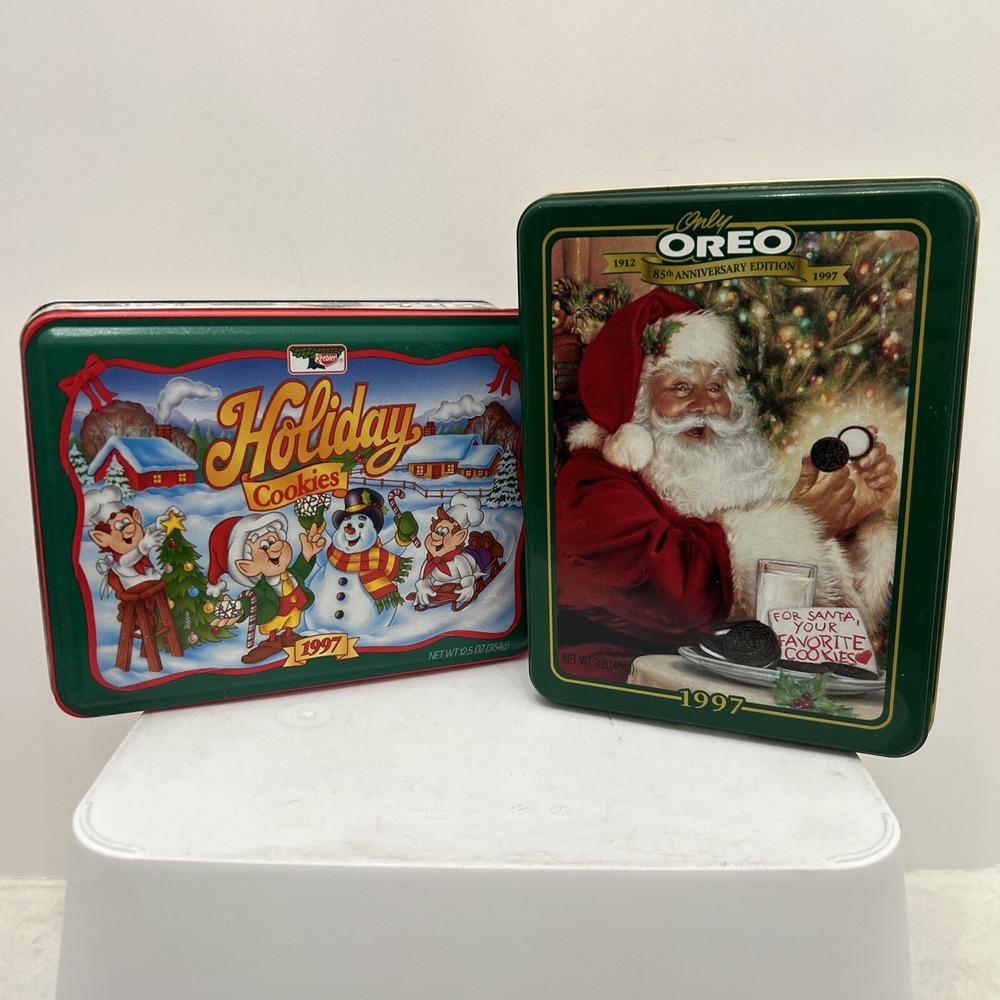 Lot Of Two Vintage 1997 Holiday‎ Tins 1 - Oreo & 1 - Keebler